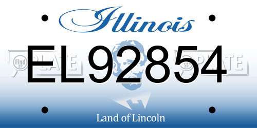 EL92854 Illinois License Plate