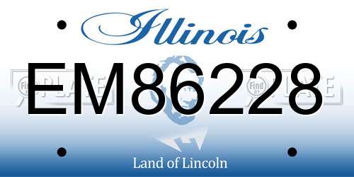 EM86228 Illinois License Plate