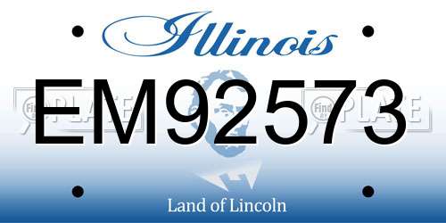 EM92573 Illinois License Plate