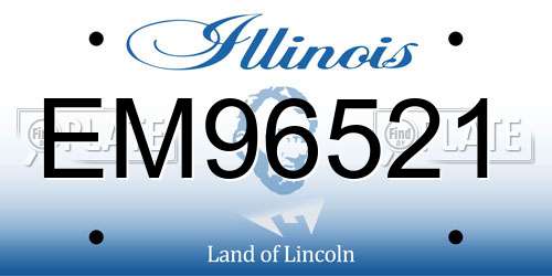 EM96521 Illinois License Plate