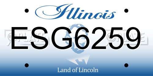 ESG6259 Illinois License Plate