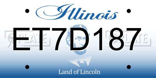 ET7D187 Illinois License Plate