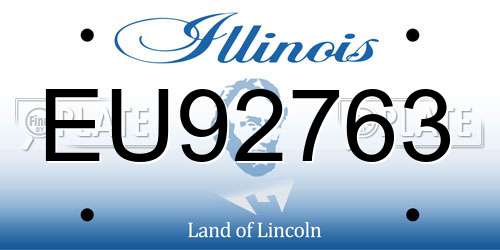 EU92763 Illinois License Plate