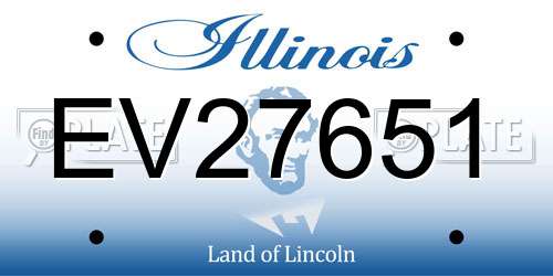 EV27651 Illinois License Plate