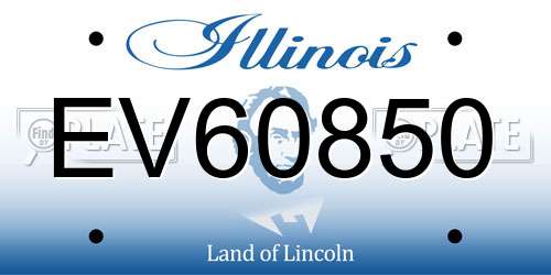 EV60850 Illinois License Plate
