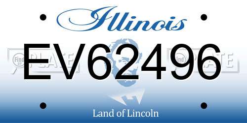 EV62496 Illinois License Plate