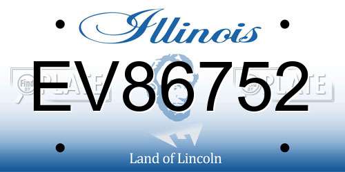 EV86752 Illinois License Plate