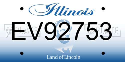 EV92753 Illinois License Plate