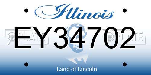 EY34702 Illinois License Plate