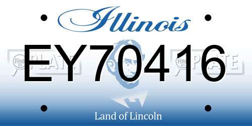 EY70416 Illinois License Plate