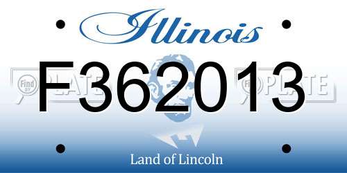 F362013 Illinois License Plate