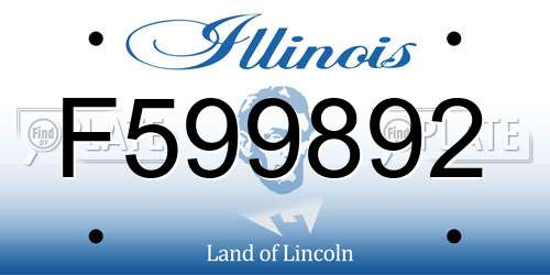 F599892 Illinois License Plate