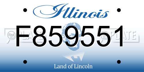 F859551 Illinois License Plate