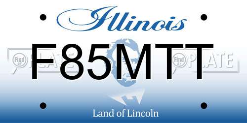 F85MTT Illinois License Plate