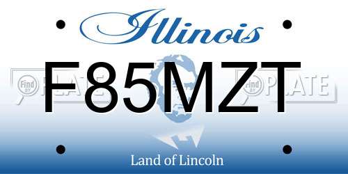 F85MZT Illinois License Plate