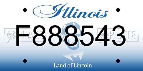 F888543 Illinois License Plate