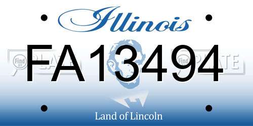 FA13494 Illinois License Plate