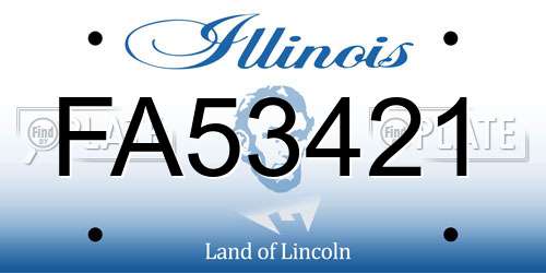 FA53421 Illinois License Plate