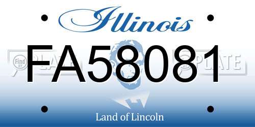FA58081 Illinois License Plate
