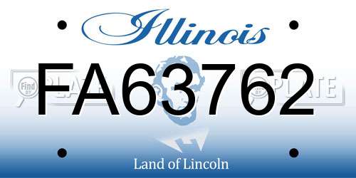 FA63762 Illinois License Plate