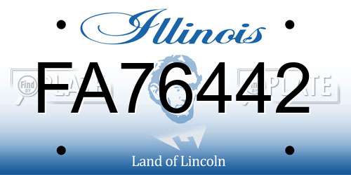 FA76442 Illinois License Plate