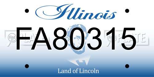 FA80315 Illinois License Plate