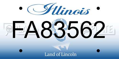 FA83562 Illinois License Plate