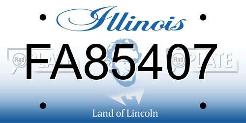 FA85407 Illinois License Plate