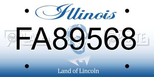 FA89568 Illinois License Plate