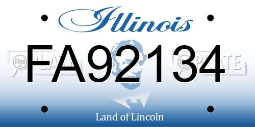 FA92134 Illinois License Plate
