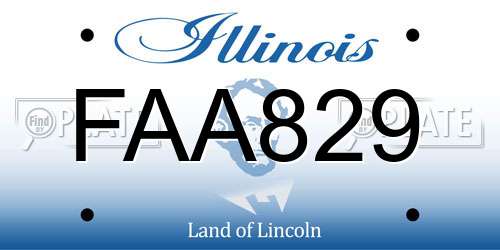 FAA829 Illinois License Plate