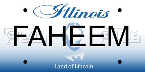 FAHEEM Illinois License Plate