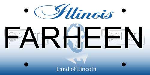 FARHEEN Illinois License Plate