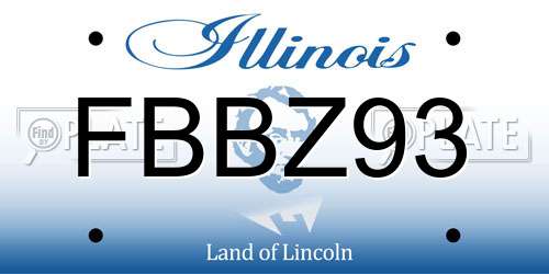 FBBZ93 Illinois License Plate