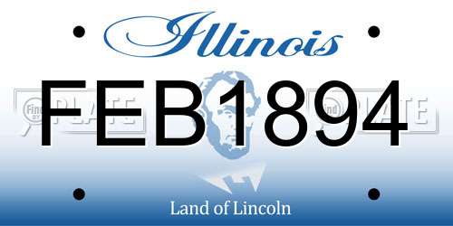 FEB1894 Illinois License Plate