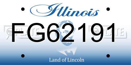FG62191 Illinois License Plate