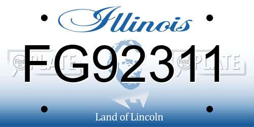 FG92311 Illinois License Plate