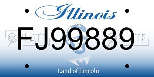 FJ99889 Illinois License Plate