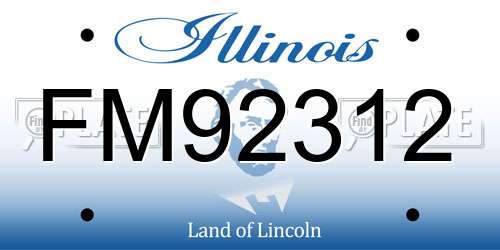 FM92312 Illinois License Plate