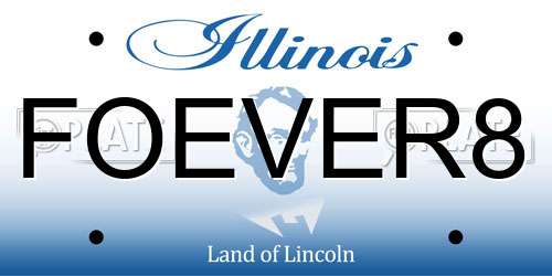 FOEVER8 Illinois License Plate
