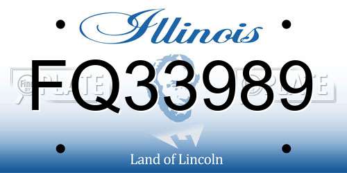 FQ33989 Illinois License Plate