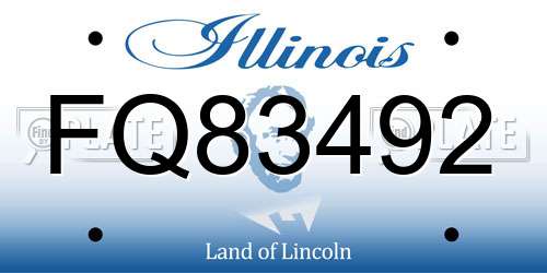 FQ83492 Illinois License Plate