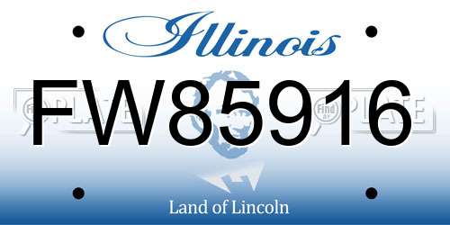 FW85916 Illinois License Plate
