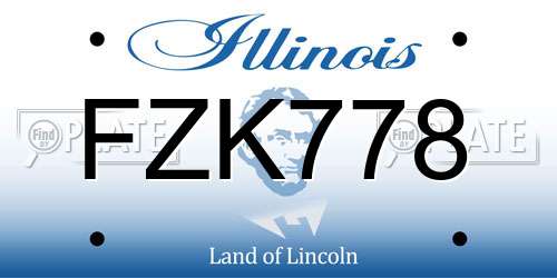 FZK778 Illinois License Plate