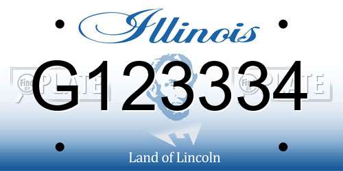 G123334 Illinois License Plate
