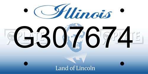 G307674 Illinois License Plate