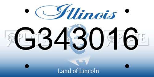 G343016 Illinois License Plate