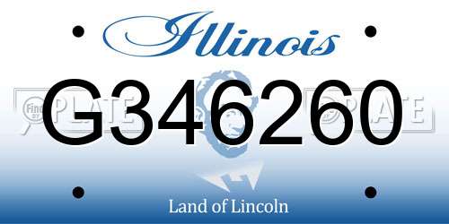 G346260 Illinois License Plate
