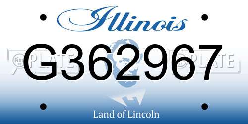 G362967 Illinois License Plate