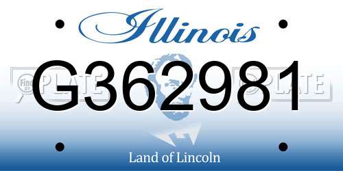 G362981 Illinois License Plate
